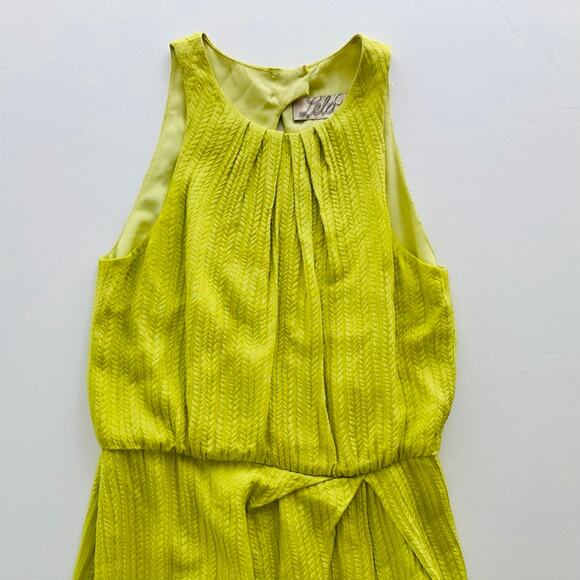 Lela Rose Chartreuse Yellow Maxi Dress Size 4 Silk Formal Wedding High Neck - Picture 1 of 10
